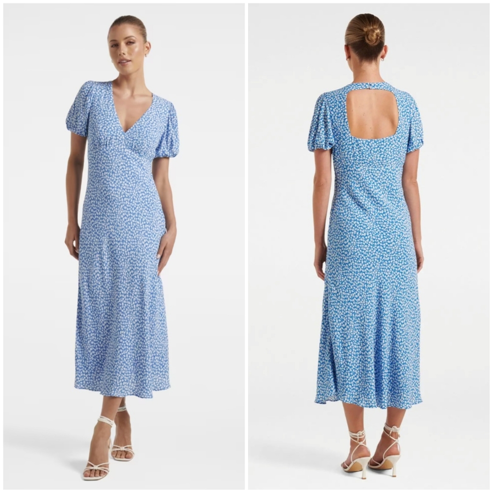 Ever New Melbourne Ditsy Blue Floral Midi Dress size US 6 (EU 38)
